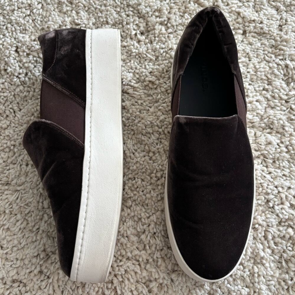 Vince Brown Velvet Slip On Sneakers 9.5